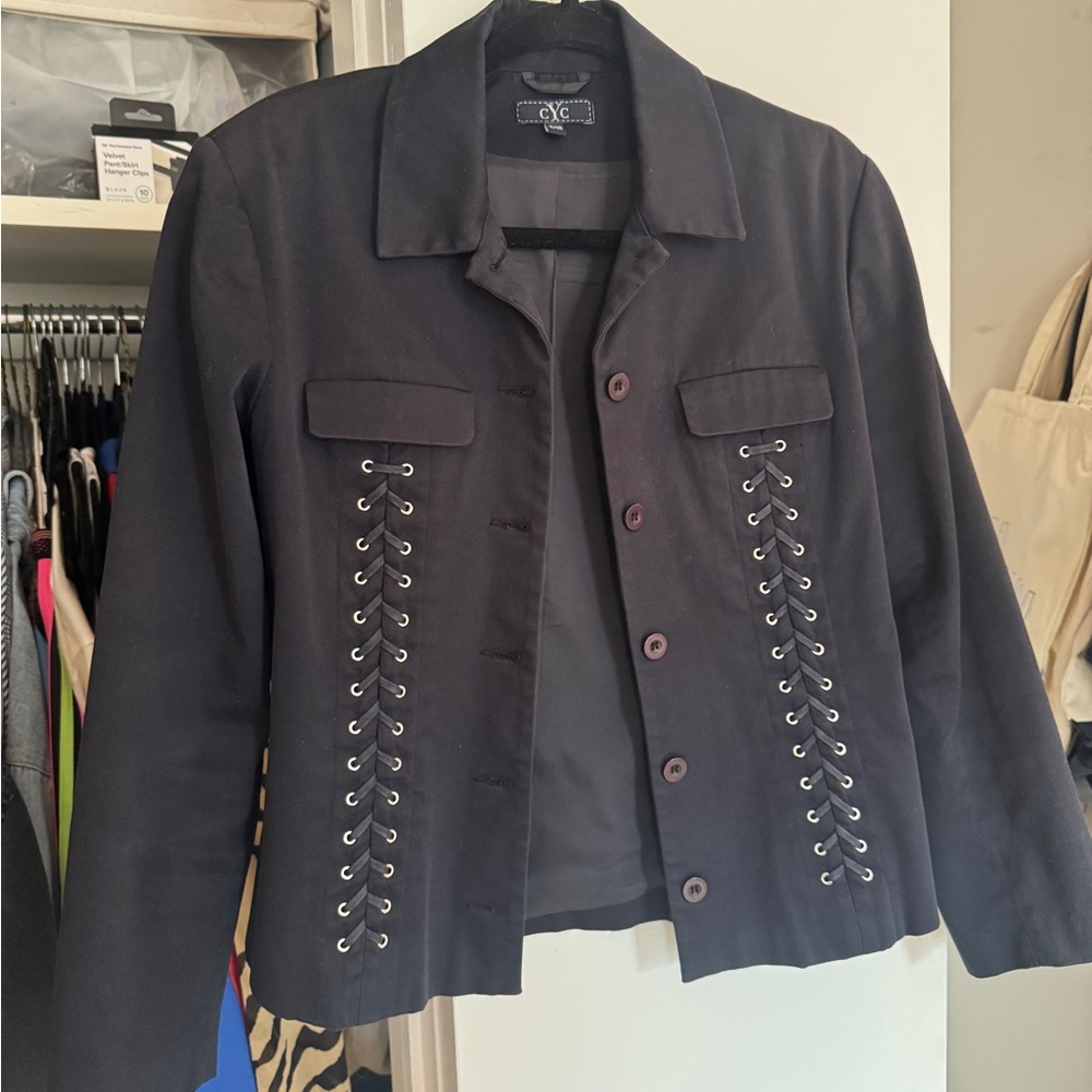 Chico's Black Blazer with Lace-Up Design